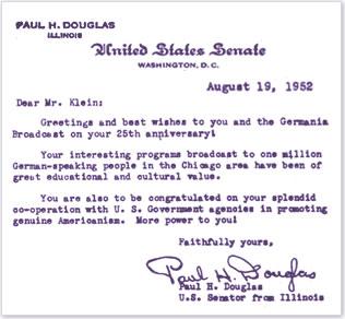 Letter from Senator Paul Douglas