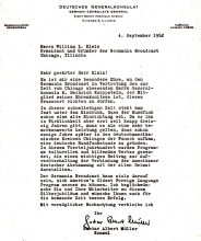 Letter of Congratulations from German Consulate in Chicago