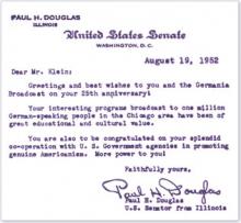 Letter from Senator Paul Douglas